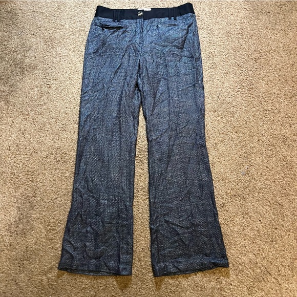 Anthropologie Elevenses The Brighton Pants Metallic Virgin Wool Blend Wide Leg 6 - Picture 3 of 11